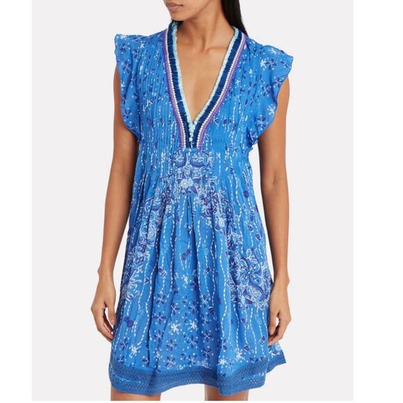 POUPETTE ST BARTH Sasha Floral Mini Dress Blue Foulard Floral XS - Picture 1 of 12